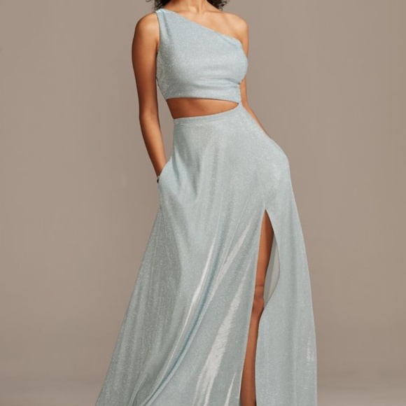 City Triangles Iridescent One Shoulder Gown w Cutout - Picture 2 of 10